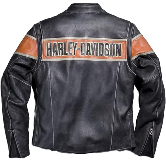NWOT Men’s Retro Harley Davidson Vintage Motorcycle Leather Jacket, XXXL 3XL - Picture 2 of 13